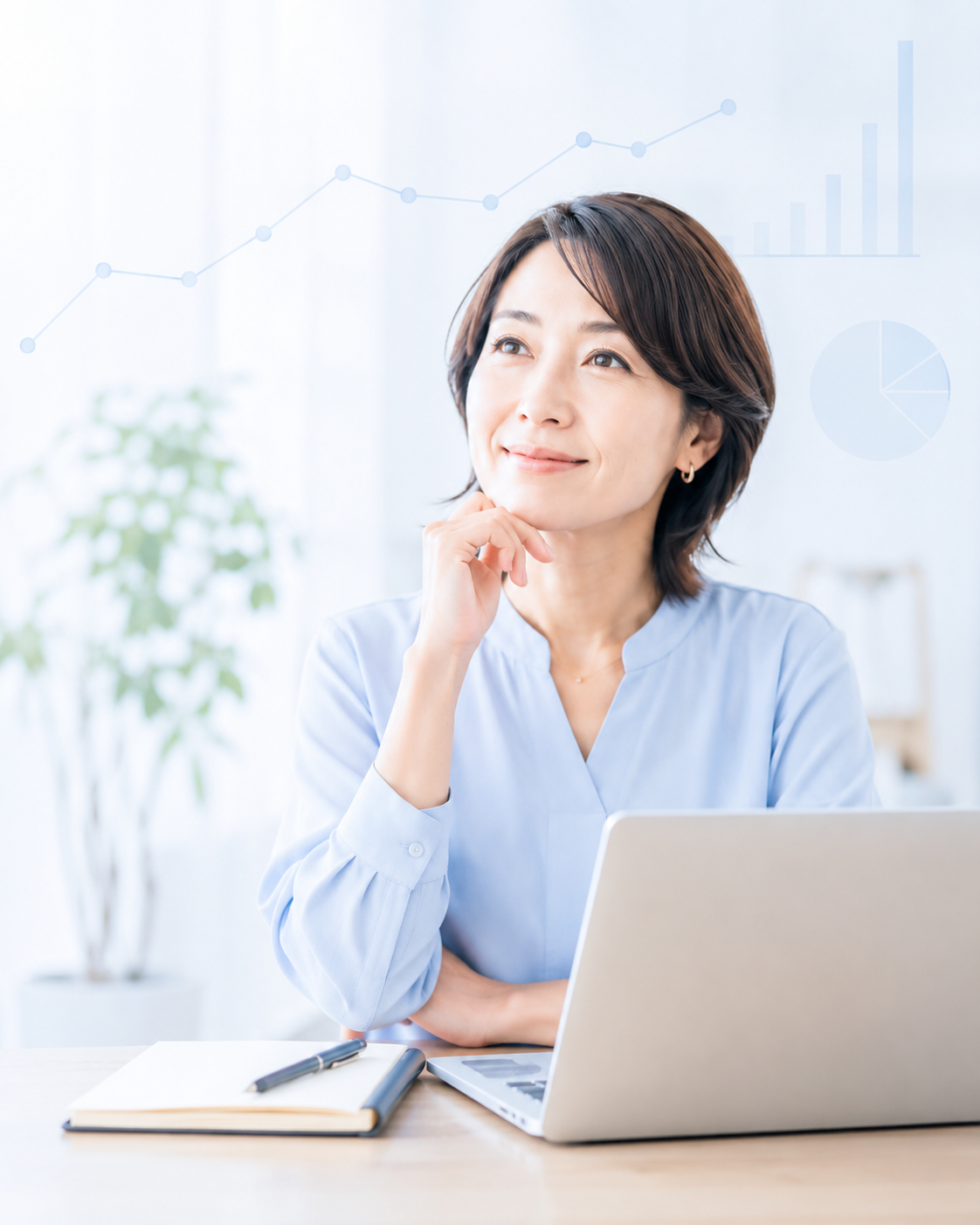 お金や資産設計について考える女性
